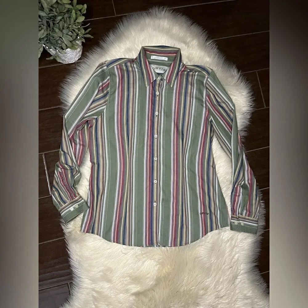 Orvis stripped wrinkle free collared button down sz 10